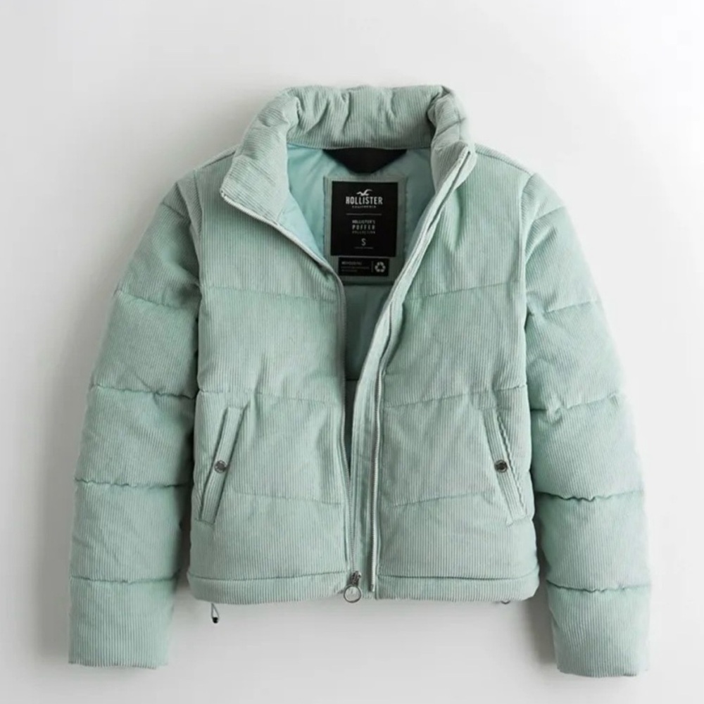 Hollister sage corduroy puffer jacket